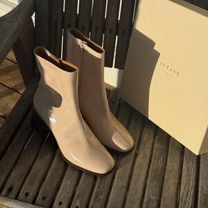 Sezane Glossy Beige Heeled Boots